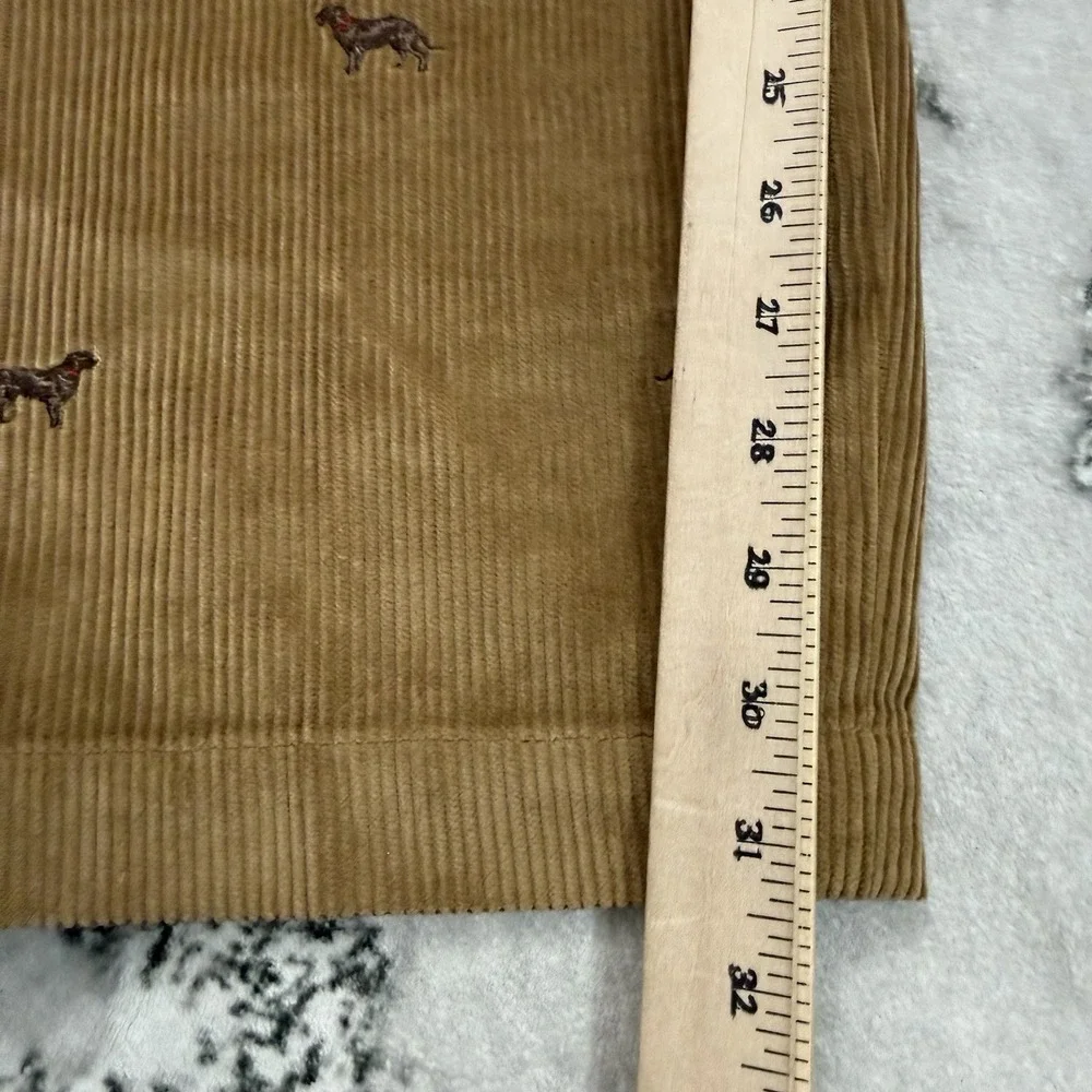 Brooks Brothers Hudson Mens 38X32 Corduroy Pants Embroidered Dogs Print Brown